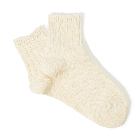Short Slub Quarter Socks Off White