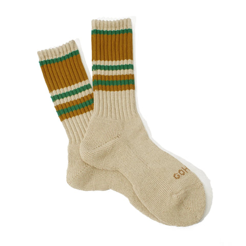 Random Stripes Hemp Sports Socks Brown