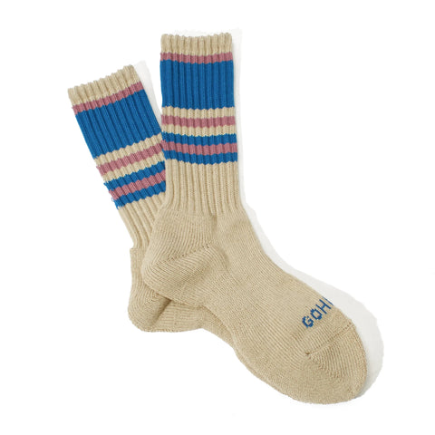 Random Stripes Hemp Sports Socks Blue