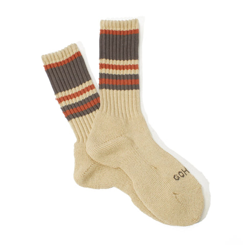 Random Stripes Hemp Sports Socks Dark Brown