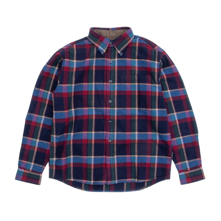 Lined Collar Shirt Blue / Red Plaid