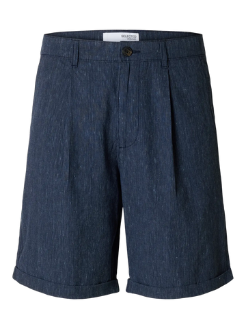 Ron Linen Blend Shorts Dark Navy