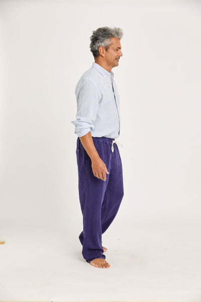 Lemos Beach Trousers Navy Linen