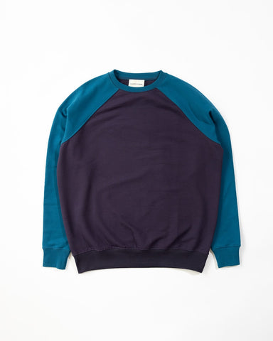 Baseball Raglan Crew Sweatshirt Navy / Sea Blue