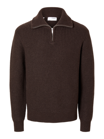 Land Knit Half Zip Chocolate Tort