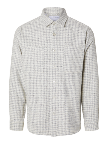 Twill Mix Overshirt Egret Checks