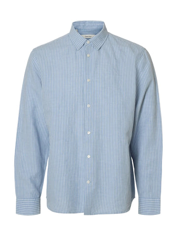 Clay Linen Blend Shirt Dusty Blue