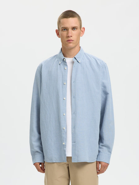 Clay Linen Blend Shirt Dusty Blue