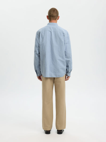 Clay Linen Blend Shirt Dusty Blue