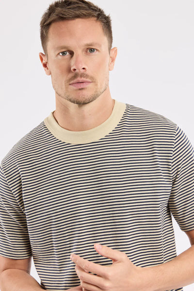 Heritage Striped T-Shirt Gravel / Marine Deep