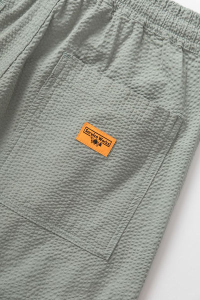 Seersucker Chef Shorts Sage
