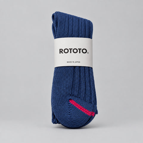 Chunky Ribbed Crew Socks Smalt Blue