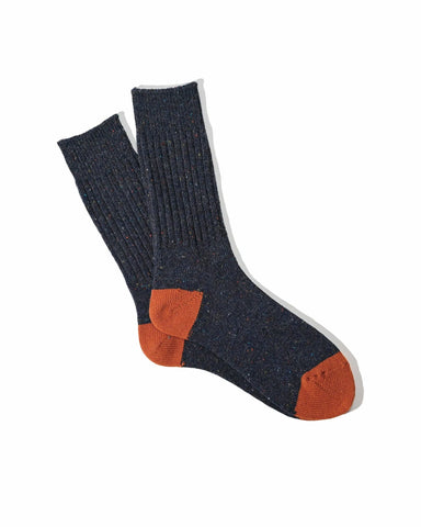 Tweed Nep Crew Navy Orange