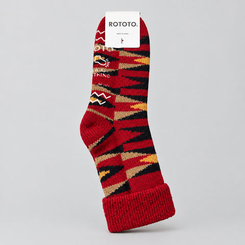 Merino Lambs Wool Room Socks Native Red