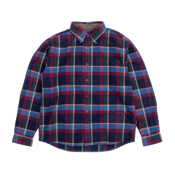 Lined Collar Shirt Blue / Red Plaid