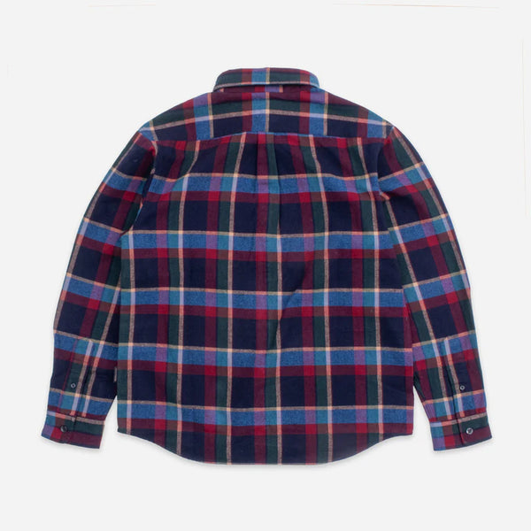Lined Collar Shirt Blue / Red Plaid