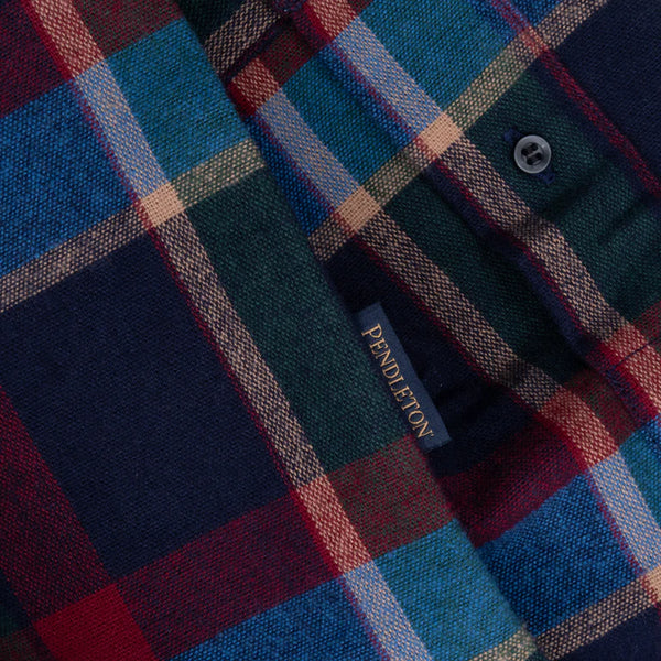 Lined Collar Shirt Blue / Red Plaid