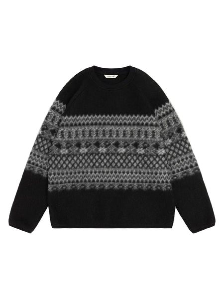 Junction Crew Black Fairisle Fleece