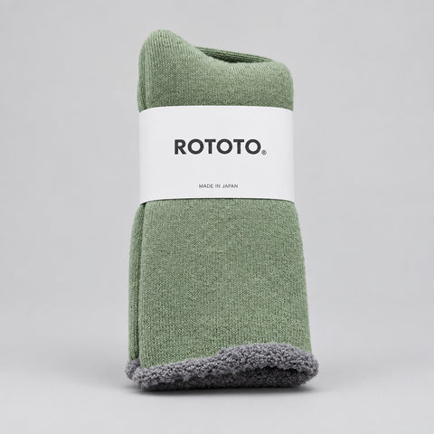 Double Face Cozy Sleeping Socks Light Green / Grey