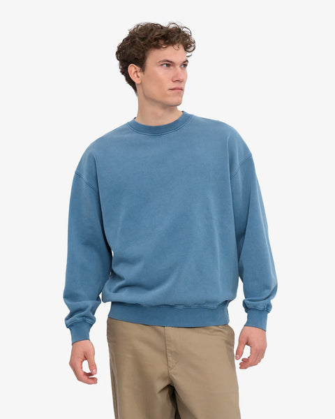 Organic Oversized Crew Faded Indigo