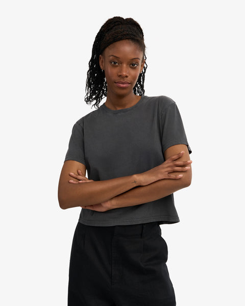 Organic Boxy Crop Tee Faded Black