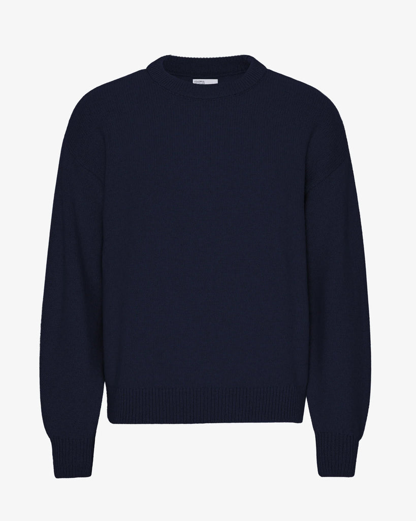 Oversized Merino Wool Crew Navy Blue