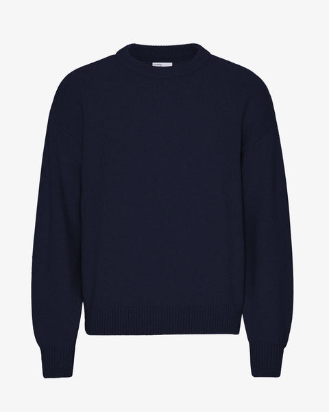 Oversized Merino Wool Crew Navy Blue