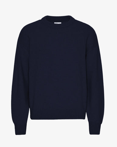 Oversized Merino Wool Crew Navy Blue