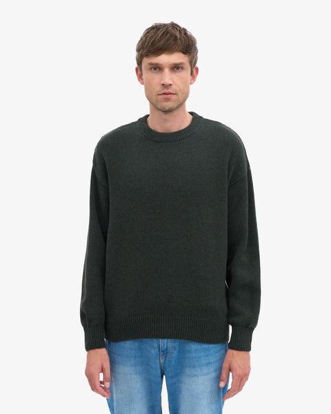 Oversized Merino Wool Crew Hunter Green