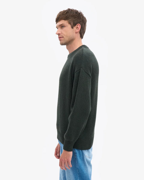 Oversized Merino Wool Crew Hunter Green