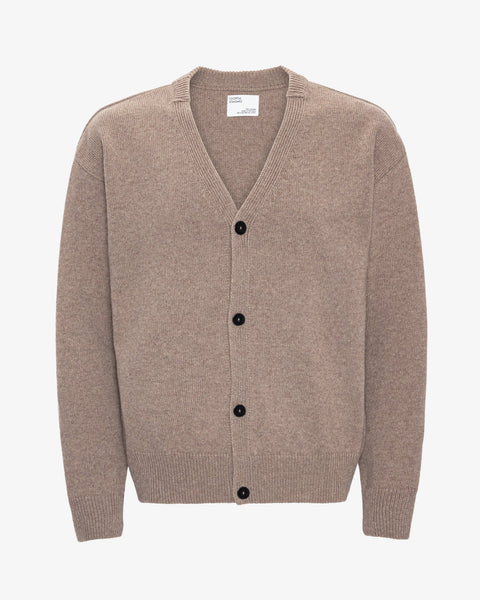 Merino Wool V-Neck Cardigan Warm Taupe