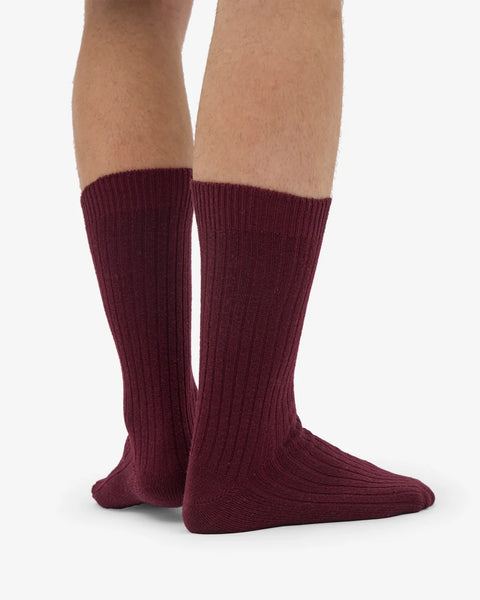 Merino Wool Blend Sock Oxblood Red