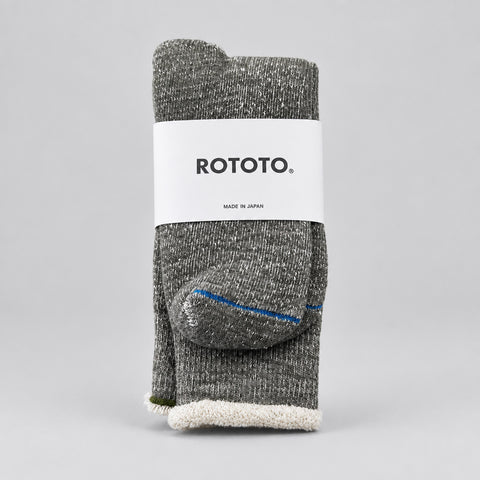 Double Face Crew Socks Army Green