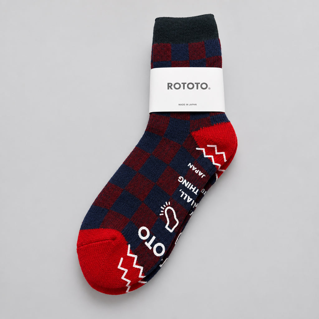Pile Room Socks Checkerboard Dark Green / Red