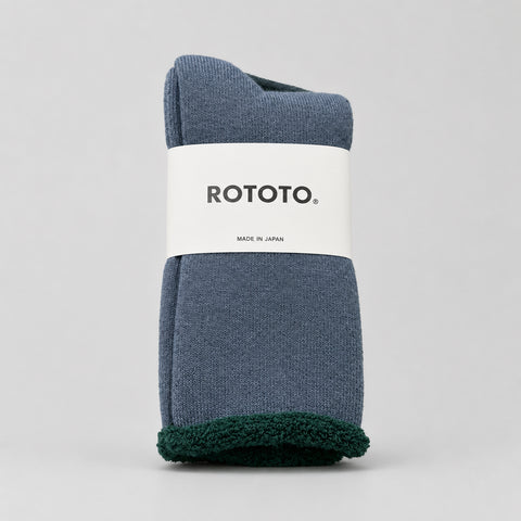 Double Face Cozy Sleeping Socks Light Blue / Green