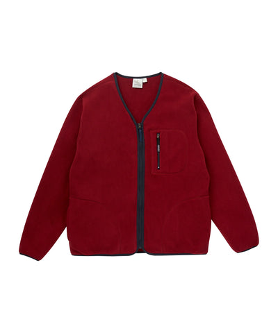 Fleece Cardigan Zip Up Deep Maroon