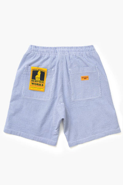 Seersucker Chef Shorts Navy Stripe