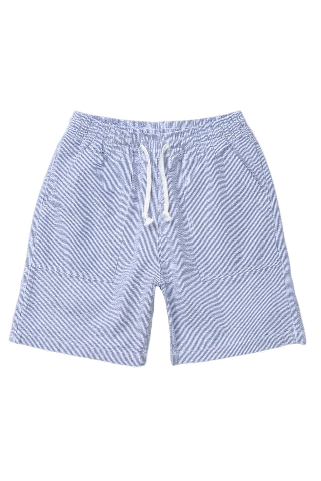 Seersucker Chef Shorts Navy Stripe