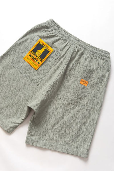 Seersucker Chef Shorts Sage
