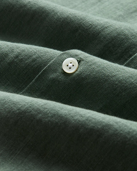 Linen Camp Collar Dry Green
