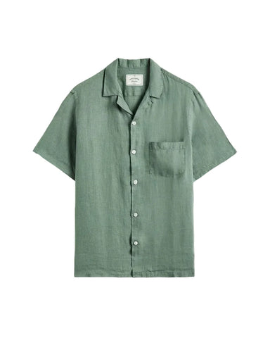 Linen Camp Collar Dry Green