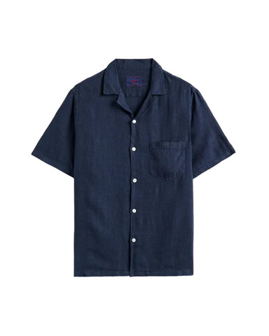 Linen Camp Collar Navy