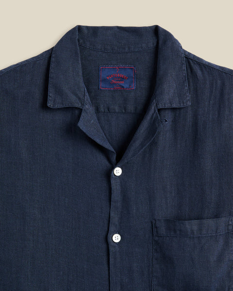 Linen Camp Collar Navy