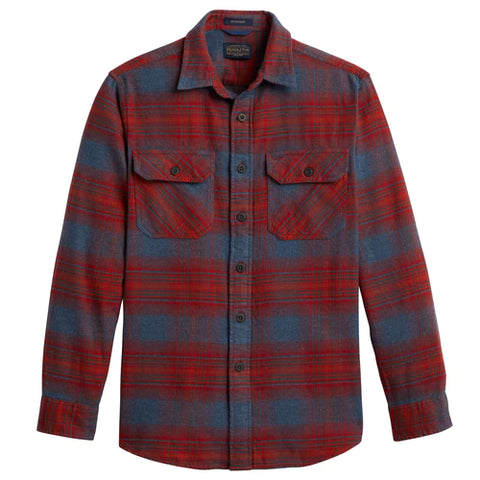 Burnside Flannel Shirt Grey / Fire Red Plaid