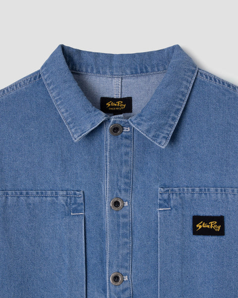 Painters Pop Over Shirt Mid Stone Denim