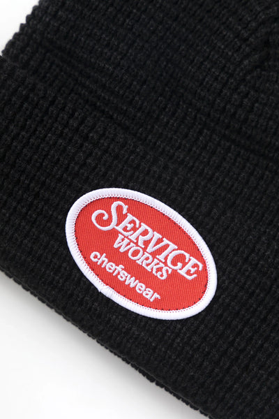 Waffle Patch Beanie Black