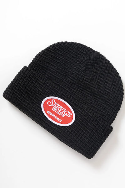 Waffle Patch Beanie Black