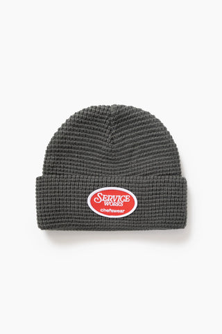 Waffle Patch Beanie Grey
