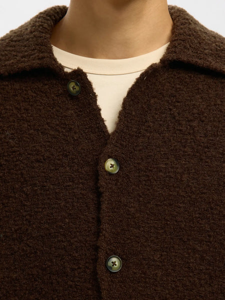 Loyd Knit Boucle Polo Cardigan Demitasse