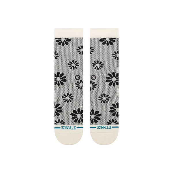 Floral Stitch Crew Sock Ivory